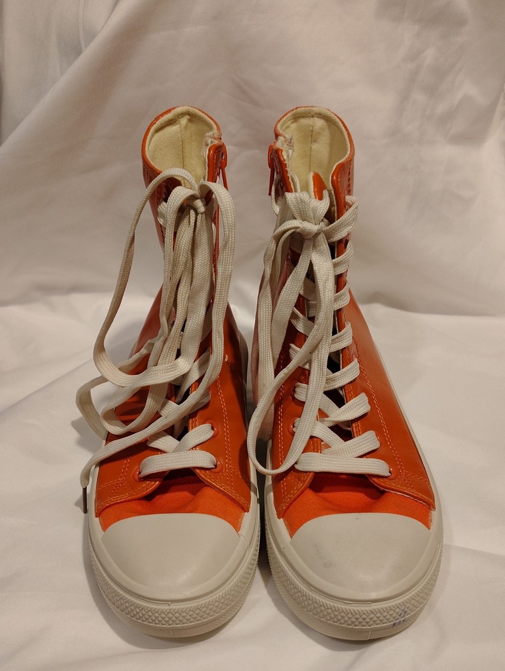 Liliana Orange High-Top Sneakers with White Laces